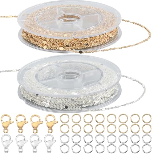 Beebeecraft 2 Rolle 33 Fuß Kabelkette Zur Schmuckherstellung 18 Karat Vergoldetes Messing 20 Stück Karabinerverschluss 60 Stück Biegering Für Halsketten Armbänder DIY Bastelarbeiten Beebeecraft 2 Rolle 33 Fuß Kabelkette Zur Schmuckherstellung 18 Karat Vergoldetes Messing 20 Stück Karabinerverschluss 60 Stück Biegering Für Halsketten Armbänder DIY Bastelarbeiten von Beebeecraft