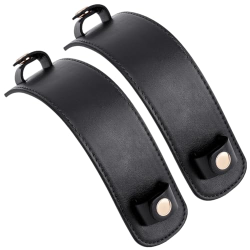 Beebeecraft 2 Set Schultergurt Aus PU Leder Schwarz Ersatz Abnehmbar Kunstleder Mit Knopf Aus Legierung Schutzabdeckung Tasche Schultergriff Wickelgurte Für Tragetaschen Geldbörsen Damen DIY von Beebeecraft