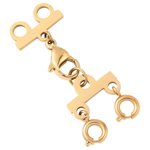 Beebeecraft 2 Strang Schichtkettenverschlüsse Und Verschlüsse 18 Karat Vergoldet 304 Edelstahl Verbindungsstück Trenner Für Stapelbare Mehrere Halsketten Schmuckherstellung DIY von Beebeecraft