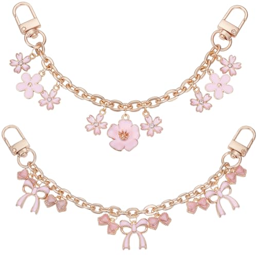 Beebeecraft 2 Stück 2 Stile Schleife Geldbörse Kettenriemen Ersatz Flower Geldbörse Extender Gold Dekorative Tasche Kette Emaille Rosa Für Geldbörsen Tasche Handtasche 8in von Beebeecraft