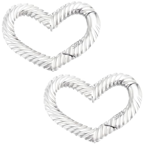 Beebeecraft 2 Stück 925 Spring Gate Ringe Aus Sterlingsilber 12x16mm Klein Gedreht Liebesherz Federringe Verbindungsstück Mit Poliertuch Und Aufbewahrungsbox Für Die Schmuckherstellung Halsketten von Beebeecraft