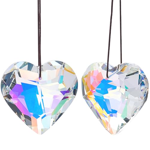 Beebeecraft 2 Stück Herzprisma Sonnenfänger Zum Aufhängen Glasperlen Klares ab Kristallglas Regenbogenmacher Prismen Sonnenfänger Anhänger Ornamente Für Wand Fenster Zimmer Garten Innen von Beebeecraft