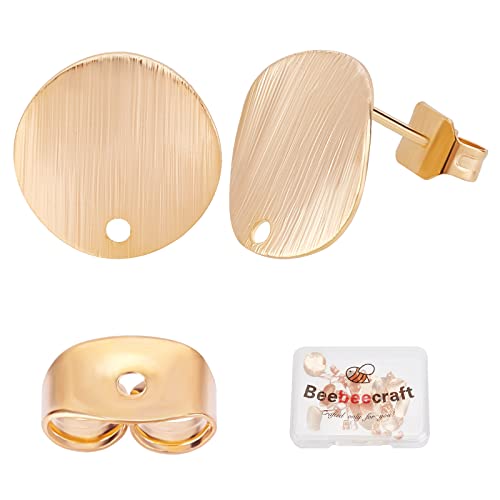 Beebeecraft 20 Stück/Box 18 Karat Vergoldete Ohrring-Zubehörteile Flache Runde Pad-Stifte Ohrstecker Mit Loch Und 20 Stück Schmetterlings-Ohrring-Verschlüsse Für Die DIY-Ohrring-Schmuckherstellung Beebeecraft 20 Stück/Box 18 Karat Vergoldete Ohrring-Zubehörteile Flache Runde Pad-Stifte Ohrstecker Mit Loch Und 20 Stück Schmetterlings-Ohrring-Verschlüsse Für Die DIY-Ohrring-Schmuckherstellung von Beebeecraft