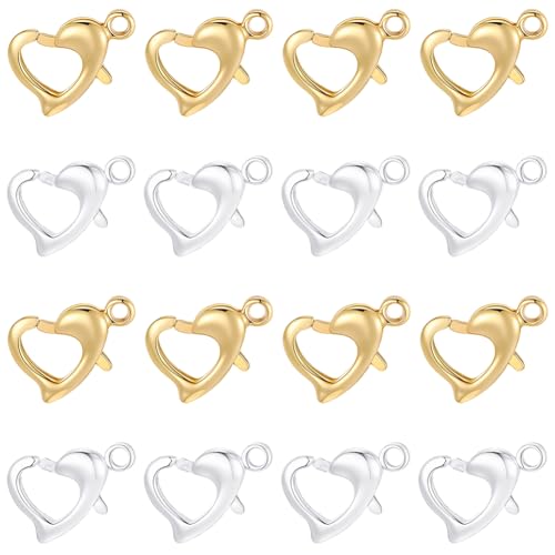Beebeecraft 20 Stück 2 Farben Herzförmige Karabinerverschlüsse Klein 18 Karat Gold Und Sterlingsilber Plattierte Messing Karabinerverschlüsse Verbinder Für Die Schmuckherstellung Halsketten Armbänder Beebeecraft 20 Stück 2 Farben Herzförmige Karabinerverschlüsse Klein 18 Karat Gold Und Sterlingsilber Plattierte Messing Karabinerverschlüsse Verbinder Für Die Schmuckherstellung Halsketten Armbänder von Beebeecraft