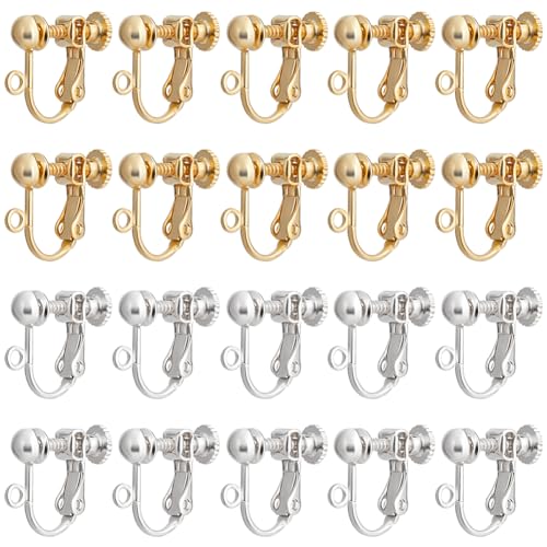 Beebeecraft 20 Stück 2 Farben Ohrclips Zum Aufstecken 24 Karat Gold Sterlingsilber Plattiert Nicht Durchbohrter Ohrring Konverter Komponenten Mit Schraubverschluss Und Schlaufe Für Die Beebeecraft 20 Stück 2 Farben Ohrclips Zum Aufstecken 24 Karat Gold Sterlingsilber Plattiert Nicht Durchbohrter Ohrring Konverter Komponenten Mit Schraubverschluss Und Schlaufe Für Die von Beebeecraft