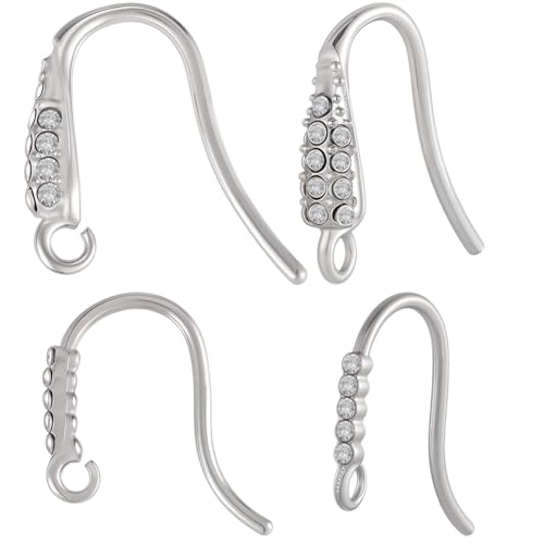 Beebeecraft 20 Stück 2 Stile Strass Ohrhaken Edelstahl Ohrdrähte Silberne Französische Angelhaken Baumelnde Ohrring Befunde Verbinder Mit Schlaufen Für Schmuckherstellung Zubehör DIY Bastelgeschenke Beebeecraft 20 Stück 2 Stile Strass Ohrhaken Edelstahl Ohrdrähte Silberne Französische Angelhaken Baumelnde Ohrring Befunde Verbinder Mit Schlaufen Für Schmuckherstellung Zubehör DIY Bastelgeschenke von Beebeecraft