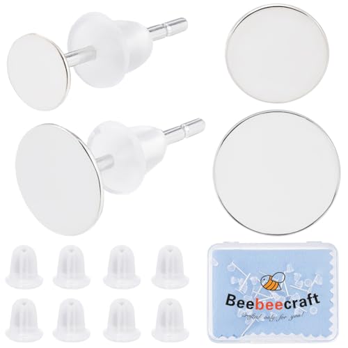 Beebeecraft 20 Stück 4/6 mm Lünette Blanke Ohrstecker 925 Flache Ohrstecker Aus Sterlingsilber Runde Ohrstecker Mit Ohrmuttern Für Die Herstellung von CabochonSchmuck Ohrringe DIYBastelarbeiten Beebeecraft 20 Stück 4/6 mm Lünette Blanke Ohrstecker 925 Flache Ohrstecker Aus Sterlingsilber Runde Ohrstecker Mit Ohrmuttern Für Die Herstellung von CabochonSchmuck Ohrringe DIYBastelarbeiten von Beebeecraft