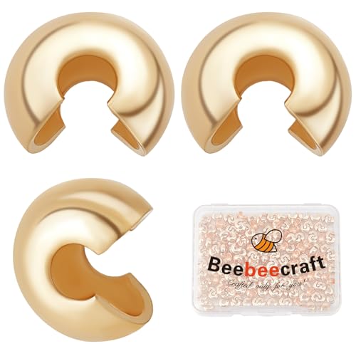 Beebeecraft 200 Stück/Box Quetschperlen-Abdeckungen, 18 Karat Vergoldetes Messing, Halbrunde, Offene Quetschperlen, Knotenabdeckungen, Kappen, 5 mm, Für DIY-Schmuckherstellung Beebeecraft 200 Stück/Box Quetschperlen-Abdeckungen, 18 Karat Vergoldetes Messing, Halbrunde, Offene Quetschperlen, Knotenabdeckungen, Kappen, 5 mm, Für DIY-Schmuckherstellung von Beebeecraft