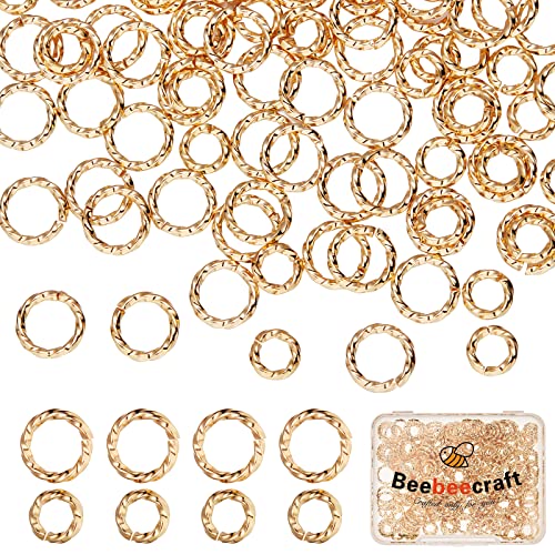 Beebeecraft 240 Stück 2 Größen Verdrehte Offene Biegeringe 18K Vergoldete Biegeringe Verbindungsstücke 8 mm 6 mm O-Ringe Für DIY Ohrring-Armband-Halsketten von Beebeecraft