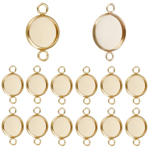 Beebeecraft 30 Stück Cabochon Verbinder 24 Karat Vergoldeter Edelstahl Flach Rund 10mm Blanke Lünette Anhängerschalen Mit Doppelschlaufe Zur Schmuckherstellung Beebeecraft 30 Stück Cabochon Verbinder 24 Karat Vergoldeter Edelstahl Flach Rund 10mm Blanke Lünette Anhängerschalen Mit Doppelschlaufe Zur Schmuckherstellung von Beebeecraft