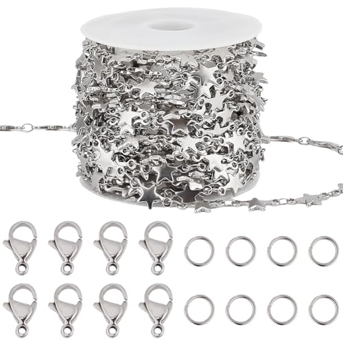 Beebeecraft {30} cm Lange Gliederkette Mit Sternmotiv 16.4 Edelstahl Halskettenrollen Spule Mit 304 Biegeringen Und 30 Karabinerverschlüssen Armbänder Halsketten Fußkettchen Schmuckherstellungszubehör Beebeecraft {30} cm Lange Gliederkette Mit Sternmotiv 16.4 Edelstahl Halskettenrollen Spule Mit 304 Biegeringen Und 30 Karabinerverschlüssen Armbänder Halsketten Fußkettchen Schmuckherstellungszubehör von Beebeecraft