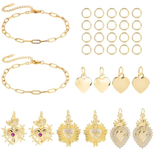 Beebeecraft 32 Charm Armband Bastelset 2 Büroklammer Armbandketten Mit Verlängerung 10 Liebesherz Anhänger 20 Biegeringe Für Die Schmuckherstellung DIY Bastelarbeiten Beebeecraft 32 Charm Armband Bastelset 2 Büroklammer Armbandketten Mit Verlängerung 10 Liebesherz Anhänger 20 Biegeringe Für Die Schmuckherstellung DIY Bastelarbeiten von Beebeecraft