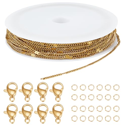 Beebeecraft 32.8 Fuß/10 m Panzerkettenrolle 18 Karat Vergoldetes Edelstahl Bastelkabel 2 x 1.5 x 0.2mm Gliederketten Verbindungssets Für Die Schmuckherstellung Armband Und Halskettenzubehör DIY Beebeecraft 32.8 Fuß/10 m Panzerkettenrolle 18 Karat Vergoldetes Edelstahl Bastelkabel 2 x 1.5 x 0.2mm Gliederketten Verbindungssets Für Die Schmuckherstellung Armband Und Halskettenzubehör DIY von Beebeecraft