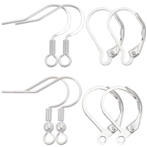 Beebeecraft 4 Stile 40 Stück Ohrringhaken 925 Sterlingsilber Plattierte Brisur Ohrringe Für DIY Schmuck Ohrringherstellung von Beebeecraft