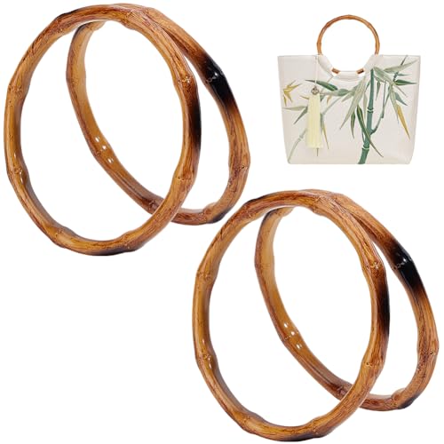 Beebeecraft 4 Stück Bambus Geldbörsengriff 5.93(1) cm Runde Ringe Taschengriff Ersatz Für Handgefertigte Handtaschen von Beebeecraft