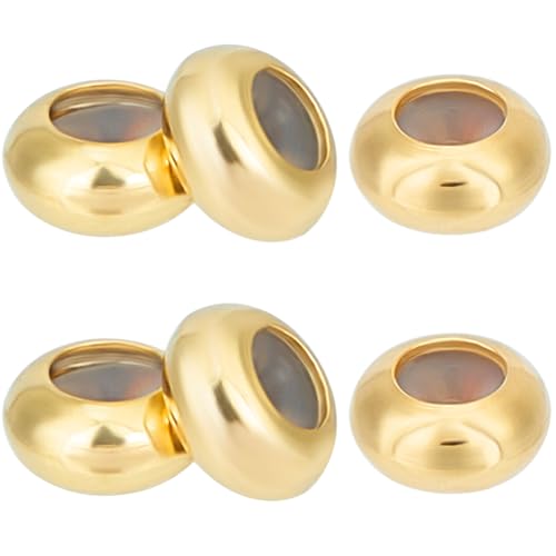 Beebeecraft 40 Stück Charm Armbandstopper 24 Karat Vergoldet 6x3mm Verstellbare Schiebeperlen Lose Abstandsperlen Aus Metall Mit Gummi Innen Für Halsketten Ketten Schmuckherstellung Loch: 1.2mm von Beebeecraft