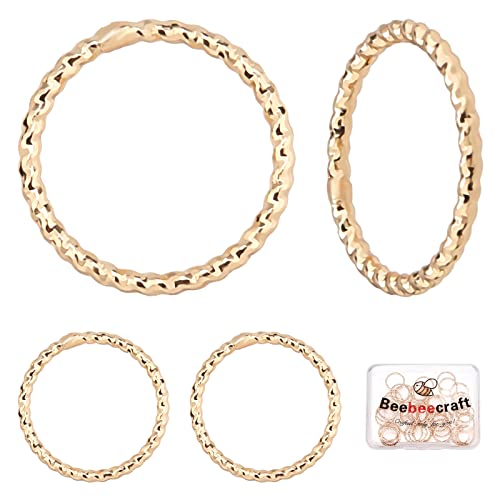 Beebeecraft 1 Box 50 Stück Twisted Open Biegeringe 18Karat Vergoldete Biegeringe Verbindungsstücke 12mm O Ringe Für DIY Ohrring Armband Halsketten von Beebeecraft