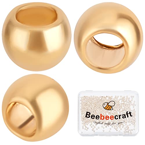 Beebeecraft 500 Stück/Box Goldene Abstandsperlen 24 Karat Vergoldete Runde Quetschperlen 2 mm Lose Zwischenstopper Perlen Für Ohrring Halsketten von Beebeecraft