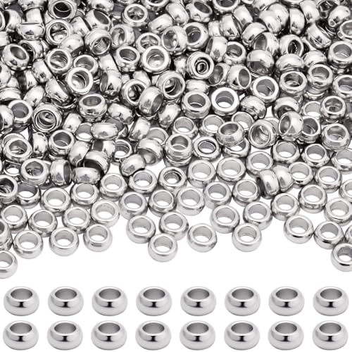 Beebeecraft 500 Stück Quetschperlen 1.9mm Edelstahl Kleine Rondelle Silberfarben Runde Quetschperlen Lose Abstandshalter Stopper Crimpkordel Endkappen Mit Box Für Halsketten Armbänder von Beebeecraft