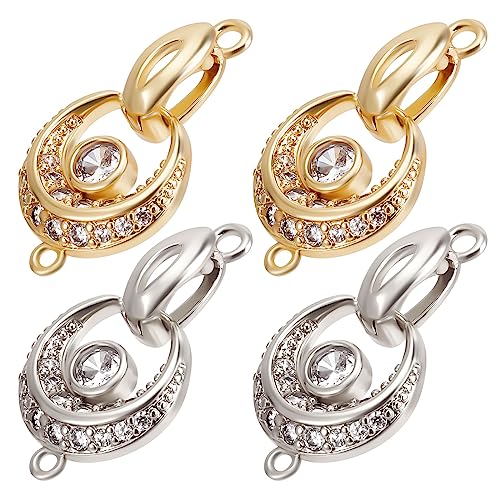 Beebeecraft 6 Stück 2 Farben Faltverschlüsse 18K Vergoldeter Zirkonia Ovale Verlängerungsverschlüsse Gold Und Silber Für DIY Armband Halsketten Schmuckherstellung Beebeecraft 6 Stück 2 Farben Faltverschlüsse 18K Vergoldeter Zirkonia Ovale Verlängerungsverschlüsse Gold Und Silber Für DIY Armband Halsketten Schmuckherstellung von Beebeecraft