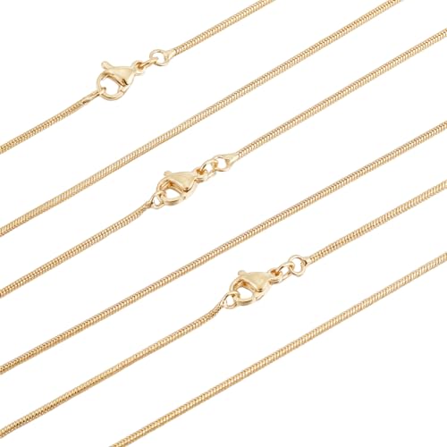 Beebeecraft 6 Stück 45 cm 18 Zoll Serpentinenketten 18 Karat Vergoldet Feines Kabel Bordstein End Halskette Schlangenketten Lose Mit Karabinerverschlüssen Für Die Schmuckherstellung von Beebeecraft
