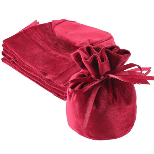 Beebeecraft 6 Stück Rote Schmuckbeutel Aus Samt Mit Kordelzug Rechteckig Aufbewahrungs Geschenkbeutel Aus Weichem Stoff Kleiner Runder Schmuckbeutel Zur Aufbewahrung von Halsketten Armbändern von Beebeecraft