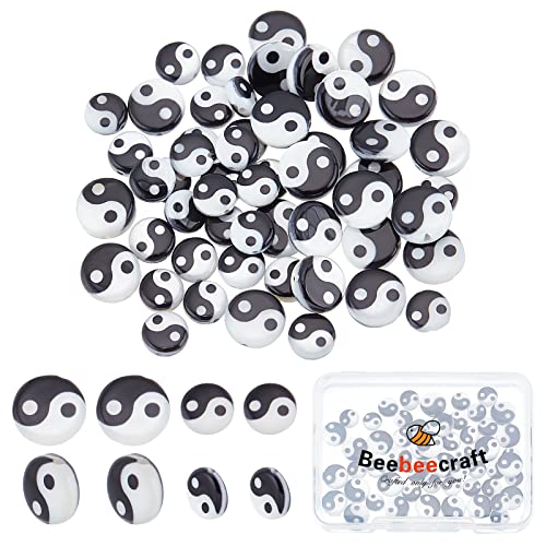 Beebeecraft 60 Stück/Box 2 Größen Yin-Yang-Perlen Natürliche Süßwasser-Muschel Bedruckte Perlen Zwischenperlen Für Halsketten Armbänder Schmuckherstellung Zubehör von Beebeecraft