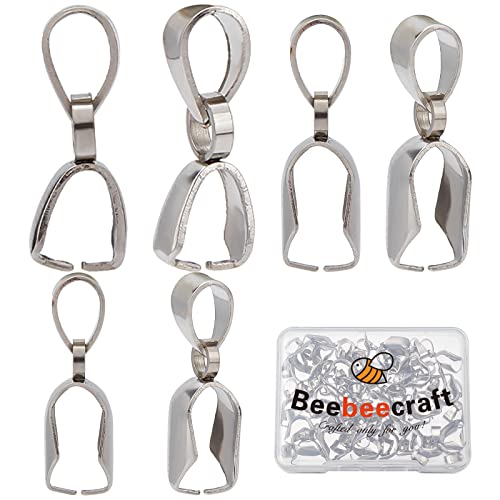 Beebeecraft 60 Stück 3 Größen Anhänger Klemmschlaufen Edelstahl Eispickel Klemmschlaufen Baumeln Charms Verschlüsse Anhänger Verbinder Für Halskette Schmuckherstellung von Beebeecraft