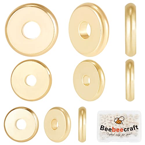 Beebeecraft 60 Stück 3 Größen Flache Runde Abstandsperlen 24 Karat Vergoldetes Messing Heishi Lose Schmuckherstellung Perlen Für DIY Armband Ohrring Halskette von Beebeecraft