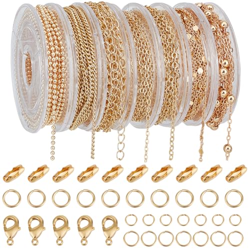 Beebeecraft 7 Stil: Halskettenketten Aus 18 Karat Gold Zur Schmuckherstellung DIY Armbandketten Bausätze Mit 4/5/6mm Biegeringen Karabinerverschlüssen Verbindungsstücken Für Die Halskettenherstellung Beebeecraft 7 Stil: Halskettenketten Aus 18 Karat Gold Zur Schmuckherstellung DIY Armbandketten Bausätze Mit 4/5/6mm Biegeringen Karabinerverschlüssen Verbindungsstücken Für Die Halskettenherstellung von Beebeecraft