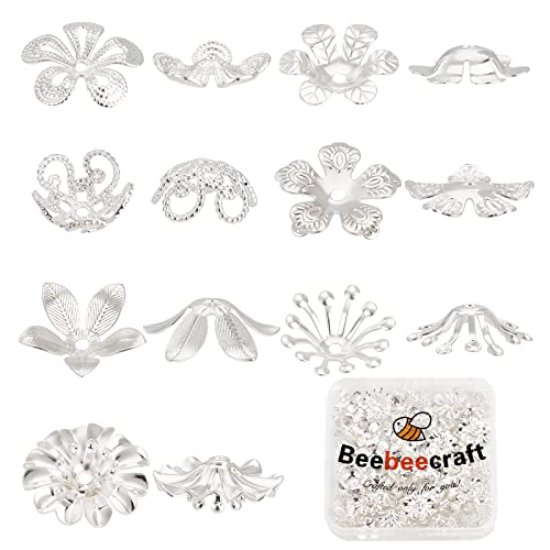 Beebeecraft 70 Stück/Box 7 Stil Perlenkappen 925 Sterling Silber Vergoldete Messing Blumen Endkappen Lose Perlen Für Armband Halskette DIY Schmuckherstellung Bastelbedarf von Beebeecraft