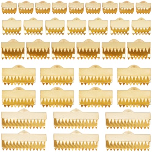 Beebeecraft 75 Stück 5 Größen Bandklemmenenden 18 Karat Vergoldet 304 Crimp Kordelenden Aus Edelstahl Lesezeichen Für Die Schmuckherstellung DIY Basteln von Beebeecraft