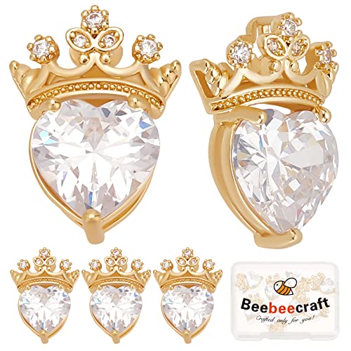 Beebeecraft 8 Stück/Box Zirkonia Herz Charms 18 Karat Vergoldetes Messing Krone Herz Anhänger Für Valentinstag DIY Ohrring Halskette Armband Beebeecraft 8 Stück/Box Zirkonia Herz Charms 18 Karat Vergoldetes Messing Krone Herz Anhänger Für Valentinstag DIY Ohrring Halskette Armband von Beebeecraft
