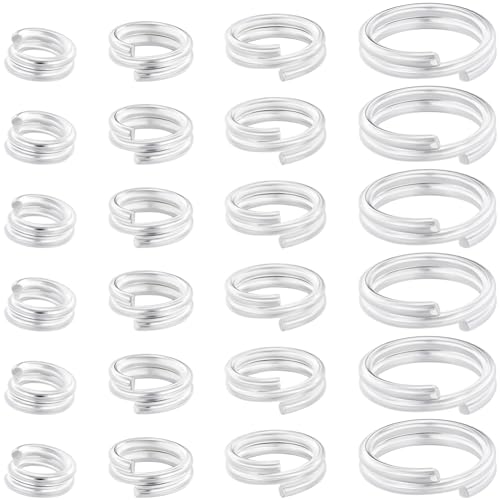 Beebeecraft 80 Stück 4/5/6/8 mm Schlüsselringe Schlüsselanhänger 925 Sterlingsilber Plattiertes Messing Mini-Split-Biegeringe mit Doppelschlaufen für Schmuck Halsketten Armbänder DIY von Beebeecraft