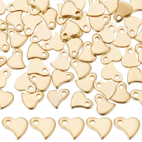 Beebeecraft 80 Stück Herz Charm 24 Karat Vergoldet Flacher Kleiner Liebes Anhänger Mit Kleinem Loch Für Die Herstellung von DIY Valentinstag, Loch 1 mm Beebeecraft 80 Stück Herz Charm 24 Karat Vergoldet Flacher Kleiner Liebes Anhänger Mit Kleinem Loch Für Die Herstellung von DIY Valentinstag, Loch 1 mm von Beebeecraft