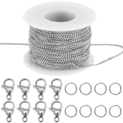 Beebeecraft 82 Fuß Panzerkette Zur Schmuckherstellung 304 Edelstahl Mit 10 Karabinerverschlüssen 30 Biegeringen Für Die Herstellung von Halsketten Und Armbändern. Beebeecraft 82 Fuß Panzerkette Zur Schmuckherstellung 304 Edelstahl Mit 10 Karabinerverschlüssen 30 Biegeringen Für Die Herstellung von Halsketten Und Armbändern. von Beebeecraft