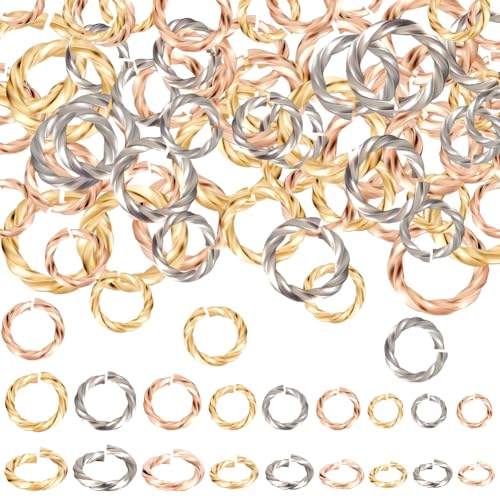 Beebeecraft 90 Stück 6/8/10 mm gedrehte Binderinge aus Edelstahl, bunt, Rotgold, Silber, offene Einzelschlaufe, kleine Kreisrahmen, Schlüsselanhänger, Verbindungsringe für Schmuckherstellung Beebeecraft 90 Stück 6/8/10 mm gedrehte Binderinge aus Edelstahl, bunt, Rotgold, Silber, offene Einzelschlaufe, kleine Kreisrahmen, Schlüsselanhänger, Verbindungsringe für Schmuckherstellung von Beebeecraft