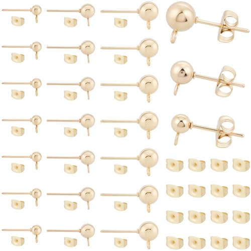 Beebeecraft 90 Stück Kugel-Ohrstecker, 3 Größen, 4/5/6 mm, 24 Karat vergoldet, 304 Edelstahl, mit Schlaufe für Schmuckherstellung, DIY-Zubehör Beebeecraft 90 Stück Kugel-Ohrstecker, 3 Größen, 4/5/6 mm, 24 Karat vergoldet, 304 Edelstahl, mit Schlaufe für Schmuckherstellung, DIY-Zubehör von Beebeecraft
