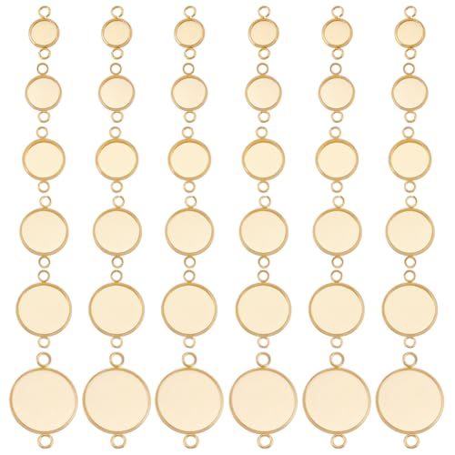Beebeecraft Cabochon-Verbinder, 18 Karat vergoldetes Messing, 6 Größen, flach, rund, blanko, Lünette, Anhängerablagen, Verbindungsstück-Cabochon-Einstellungen mit 2 Schlaufen für Beebeecraft Cabochon-Verbinder, 18 Karat vergoldetes Messing, 6 Größen, flach, rund, blanko, Lünette, Anhängerablagen, Verbindungsstück-Cabochon-Einstellungen mit 2 Schlaufen für von Beebeecraft