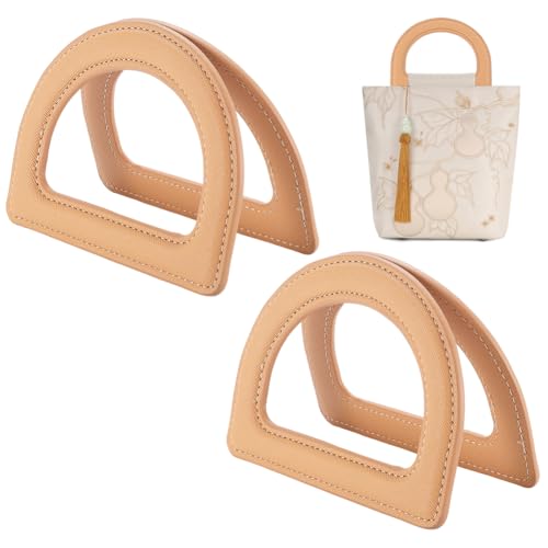Beebeecraft D-förmige Taschengriffe, 12,7 cm, kurz, PU-Leder, Ersatz-Taschengriffe, dekorativ für Strohhalme, Strand, Leinwand, Handtaschen, Makramee, gehäkelte Geldbörse, 2 Stück von Beebeecraft