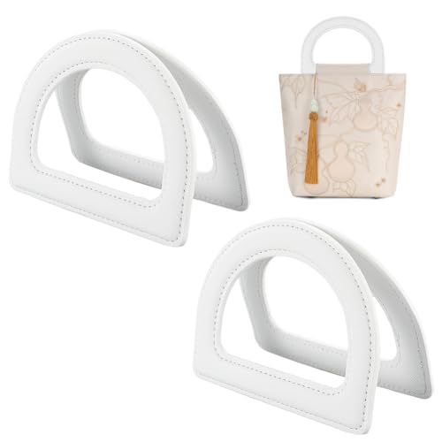 Beebeecraft D-förmiger Ersatzgriff aus PU-Leder, ovale D-Ring-Griffe für handgefertigte Strandtasche, Strohhandtaschen, Weiß, 2 Stück Beebeecraft D-förmiger Ersatzgriff aus PU-Leder, ovale D-Ring-Griffe für handgefertigte Strandtasche, Strohhandtaschen, Weiß, 2 Stück von Beebeecraft