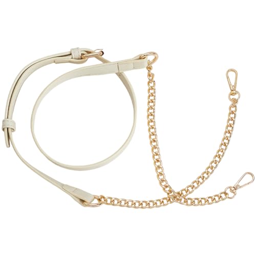 Beebeecraft Ersatzriemen Aus Kunstleder Für Handtaschen Beige 44~50(5) cm Verstellbarer Ersatzriemen Mit Panzerketten Aus Goldlegierung Drehverschlüsse Für Geldbörse Umhängetasche von Beebeecraft