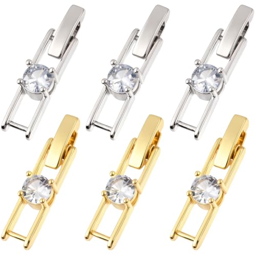 Beebeecraft Faltschließe, 12 Stück, 2 Farben, Zirkonia, 18 Karat Gold und platiniertes Messing, Falt-Verlängerungsverschluss für Halsketten, Armbänder, Uhrenbänder, DIY-Schmuckherstellung, Zubehör, 1 Beebeecraft Faltschließe, 12 Stück, 2 Farben, Zirkonia, 18 Karat Gold und platiniertes Messing, Falt-Verlängerungsverschluss für Halsketten, Armbänder, Uhrenbänder, DIY-Schmuckherstellung, Zubehör, 1 von Beebeecraft