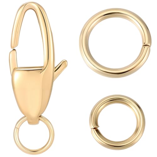 Beebeecraft Karabinerverschlüsse aus Edelstahl, klein, 18 Karat vergoldet, mit 12 Stück 6/7 mm offenen Binderingen für Schmuckherstellung, Halsketten, Armbänder, Bastelarbeiten, 1 Box, 6 Stück Beebeecraft Karabinerverschlüsse aus Edelstahl, klein, 18 Karat vergoldet, mit 12 Stück 6/7 mm offenen Binderingen für Schmuckherstellung, Halsketten, Armbänder, Bastelarbeiten, 1 Box, 6 Stück von Beebeecraft
