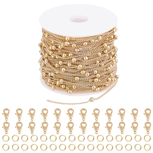 Beebeecraft Kette Zur Schmuckherstellung 18 Karat Vergoldetes Messing 10 M/32.8 Fuß Panzerkette Gedrehte Halskette Kugelkabelkette Mit 20 Karabinerverschlüssen Und 50 Biegeringen Beebeecraft Kette Zur Schmuckherstellung 18 Karat Vergoldetes Messing 10 M/32.8 Fuß Panzerkette Gedrehte Halskette Kugelkabelkette Mit 20 Karabinerverschlüssen Und 50 Biegeringen von Beebeecraft