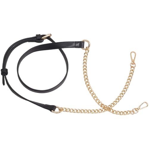 Beebeecraft Kettenriemen Aus Kunstleder Für Umhängetaschen Schwarzer Ersatzriemen Aus Leder Für Handtaschen Verstellbare Schulterverlängerungsgriffe Für Umhängetaschen Mit Hellgoldenen von Beebeecraft
