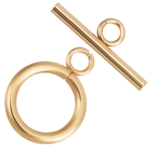Beebeecraft Knebelverschlüsse, 18 Karat vergoldet, 304 Edelstahl, T-Steg-Ring-Verschluss für Schmuckherstellung, Armband, Halskette, 25 Sets von Beebeecraft