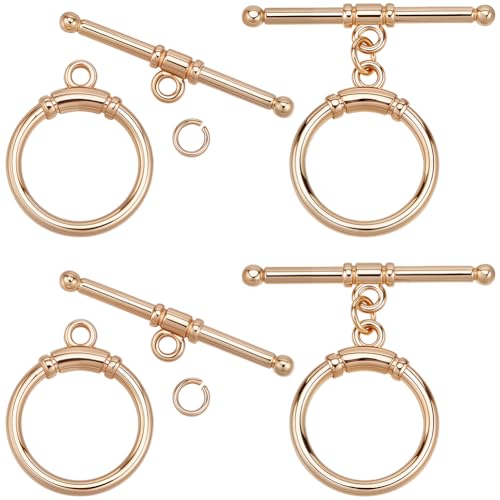 Beebeecraft Knebelverschlüsse, 18 Karat vergoldetes Messing, T-Steg-Verschluss, runde Verbinder mit Biegeringe für Halsketten, Armbänder, 1 Box, 10 Stück Beebeecraft Knebelverschlüsse, 18 Karat vergoldetes Messing, T-Steg-Verschluss, runde Verbinder mit Biegeringe für Halsketten, Armbänder, 1 Box, 10 Stück von Beebeecraft
