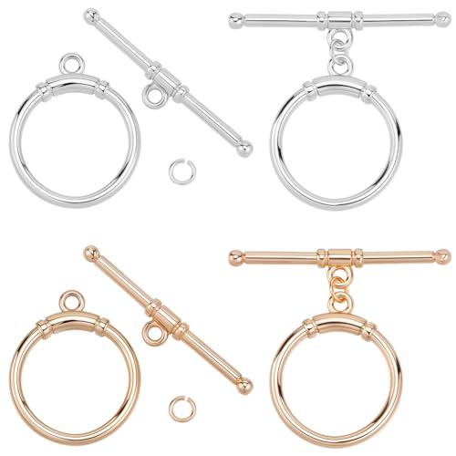 Beebeecraft Knebelverschlüsse, 18 Karat vergoldetes Messing, rund, Schmuckverschluss, Endverschluss für Halskette, Armband, Schmuckherstellung, DIY, 25 x 30 mm, 10 Sets Beebeecraft Knebelverschlüsse, 18 Karat vergoldetes Messing, rund, Schmuckverschluss, Endverschluss für Halskette, Armband, Schmuckherstellung, DIY, 25 x 30 mm, 10 Sets von Beebeecraft