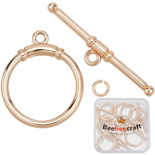 Beebeecraft Knebelverschlüsse, 18 Karat vergoldetes Messing, rund, Schmuckverschluss, OT-T-Stange für Halskette, Armband, Schmuckherstellung, DIY, 25 x 30 mm, 10 Sets Beebeecraft Knebelverschlüsse, 18 Karat vergoldetes Messing, rund, Schmuckverschluss, OT-T-Stange für Halskette, Armband, Schmuckherstellung, DIY, 25 x 30 mm, 10 Sets von Beebeecraft
